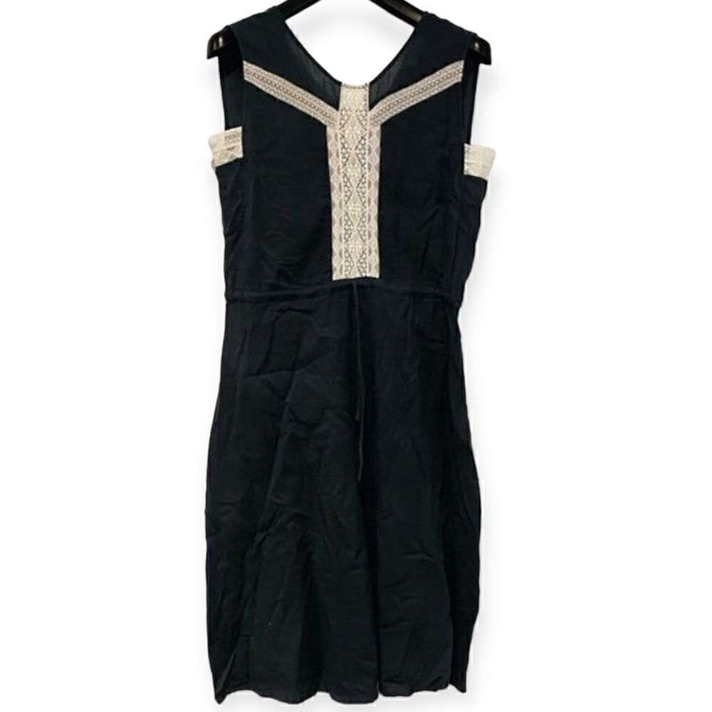 Sita Murt Blue Lace Front Sleeveless Linen Dress Size 10